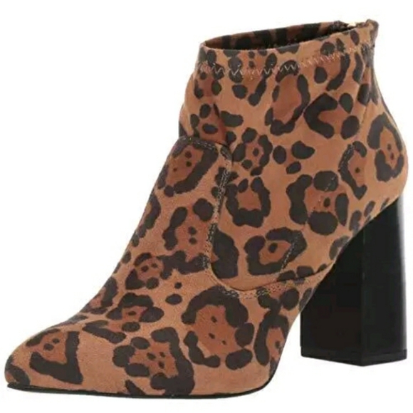 Franco Sarto Kortney Leopard Heel Ankle boots New Women's Shoes Animal Stretch 9 - Picture 8 of 8